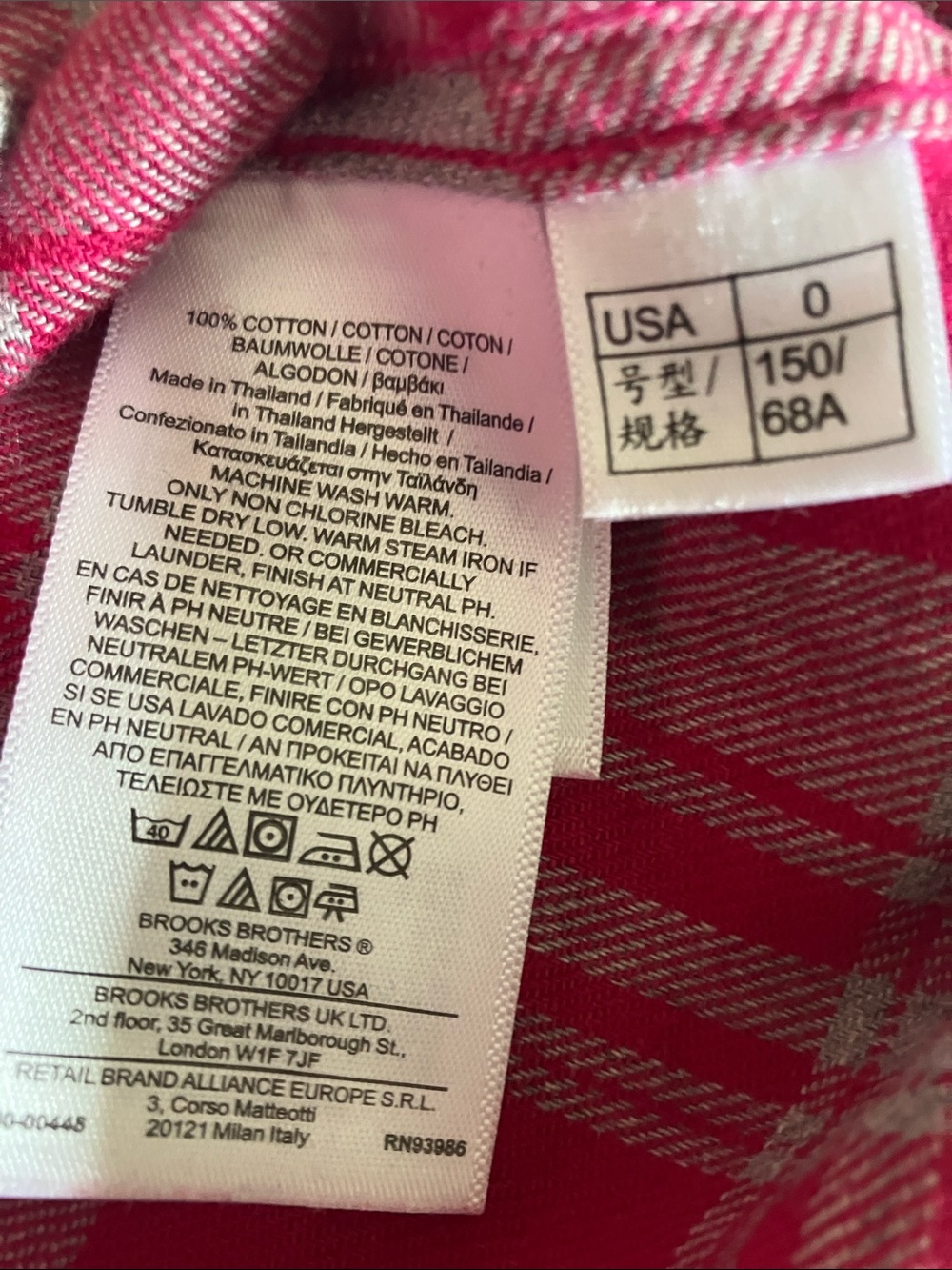 Brooks Brothers Pink &Gray Plaid Cotton Flannel Blouse collared Shirt EUC - Picture 7 of 7
